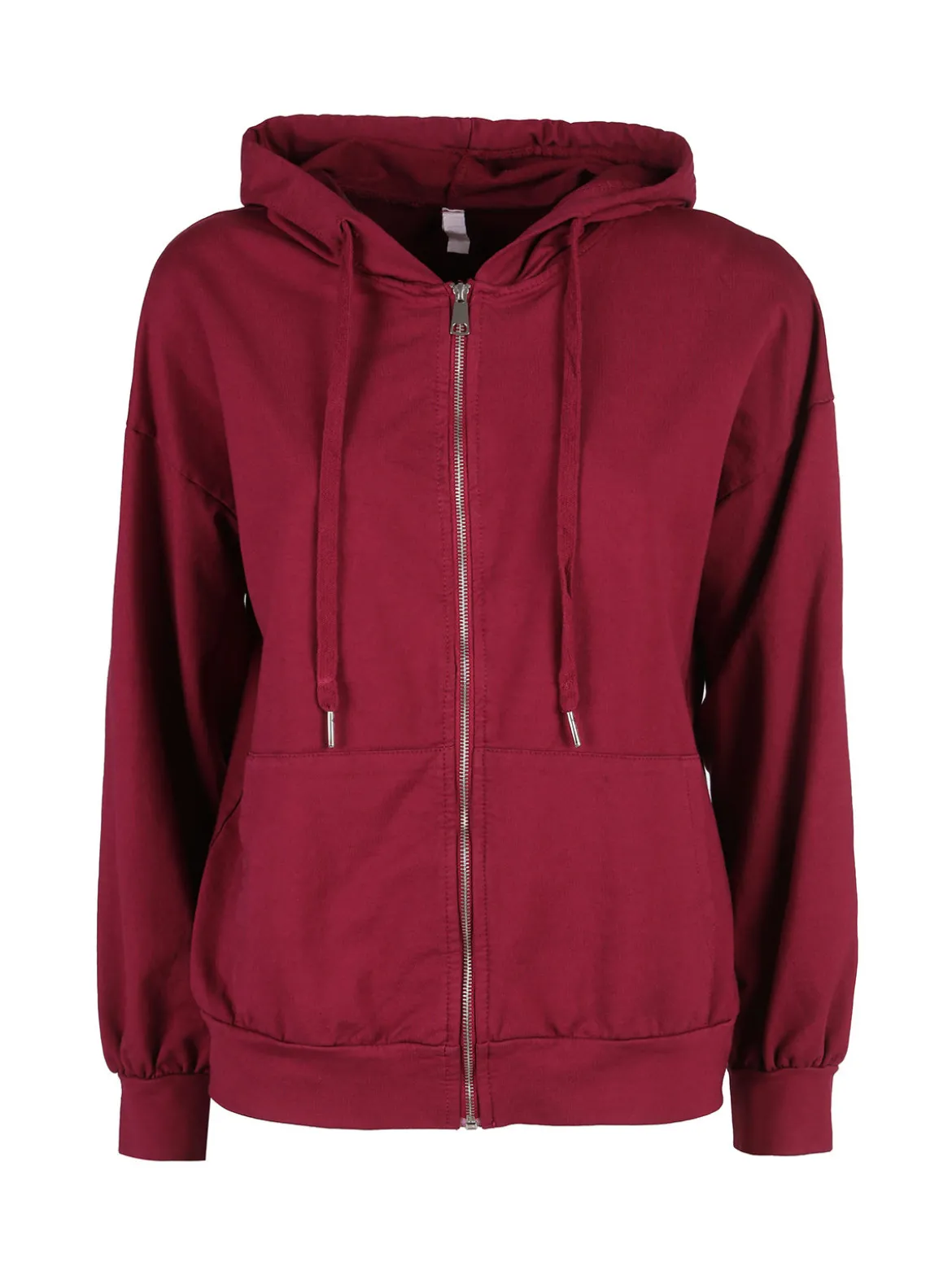 Solada Felpa donna con cappuccio e zip - bordeaux
