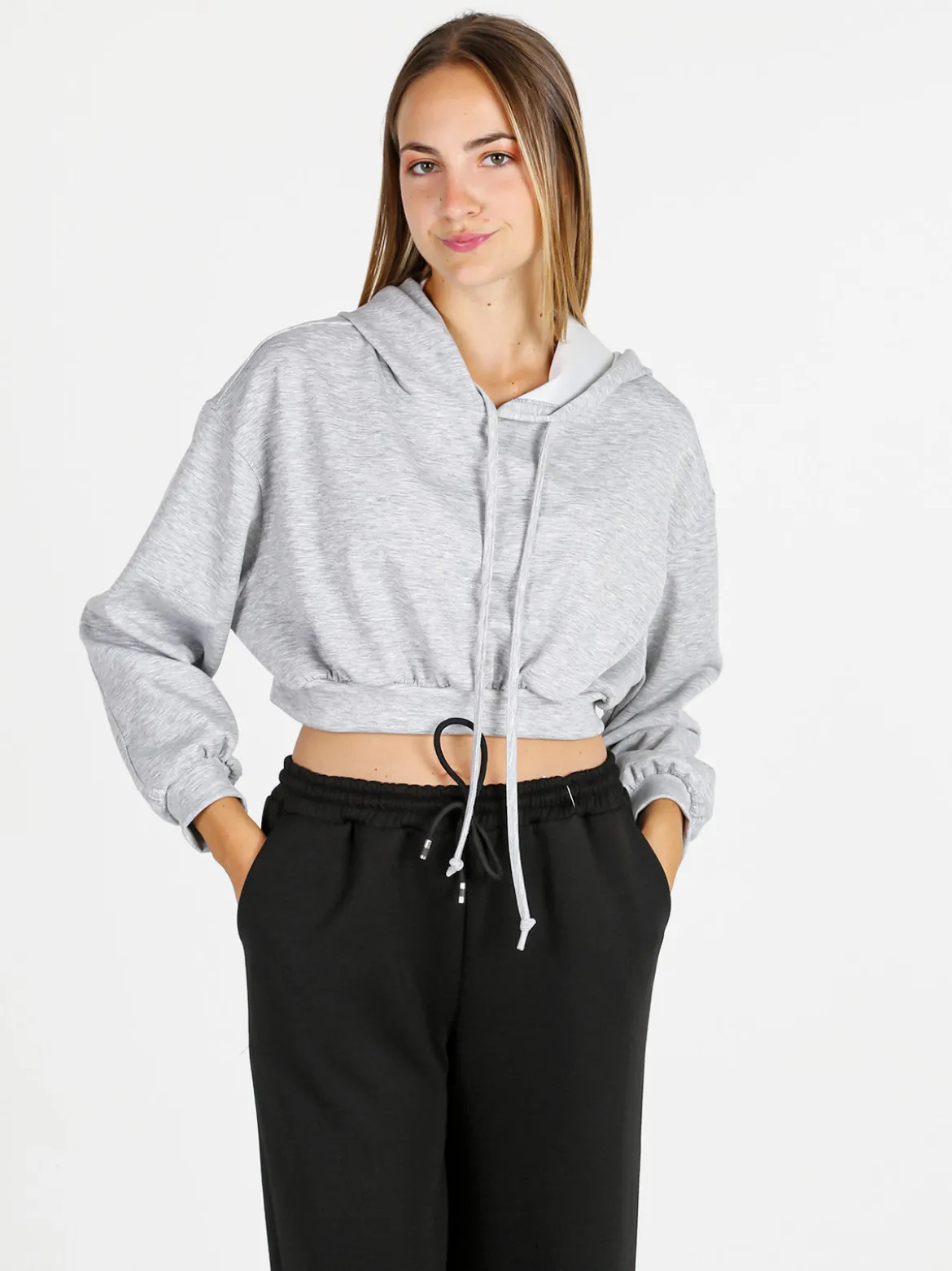 Solada Felpa donna cropped oversize con cappuccio