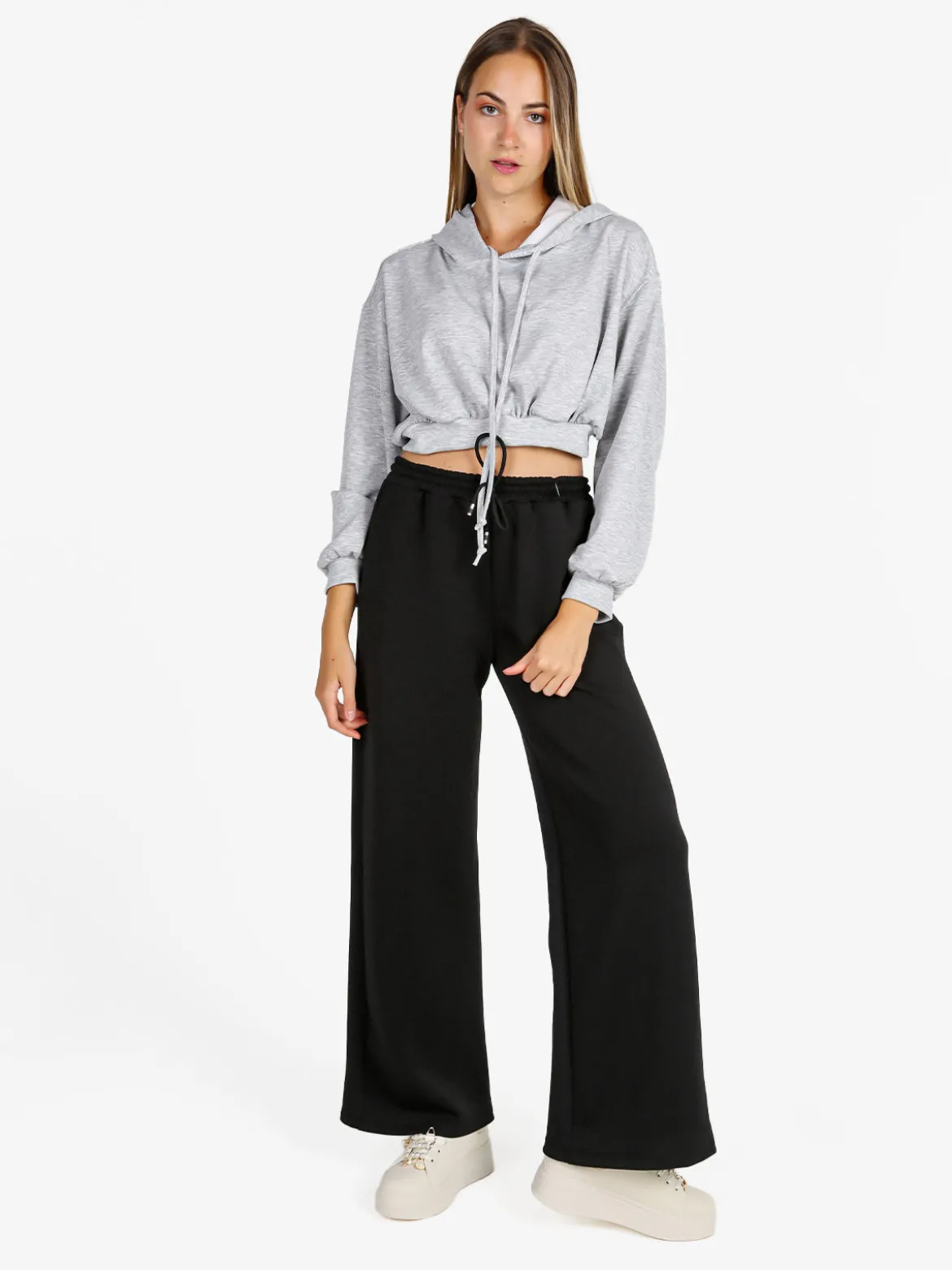 Solada Felpa donna cropped oversize con cappuccio