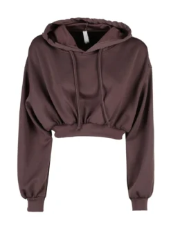Solada Felpa donna cropped oversize con cappuccio - moro