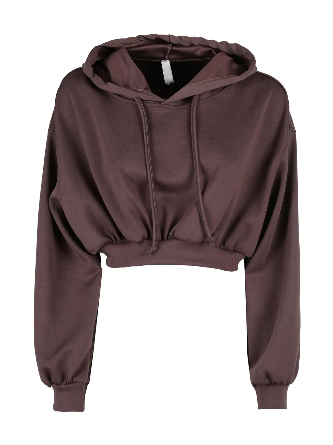 Solada Felpa donna cropped oversize con cappuccio - moro