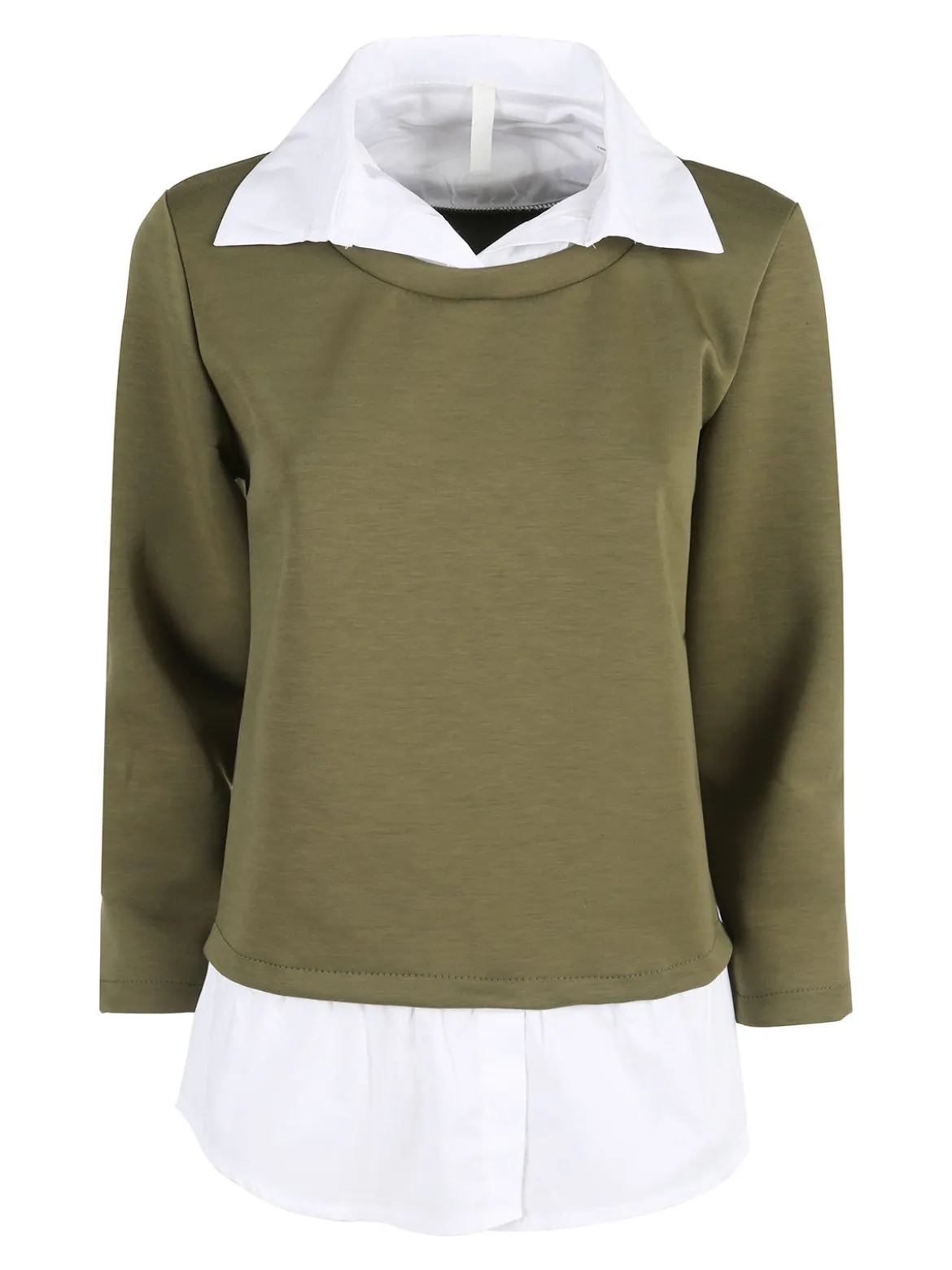 Solada Felpa donna girocollo con dettagli a camicia - militare