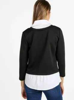 Solada Felpa donna girocollo con dettagli a camicia - nero