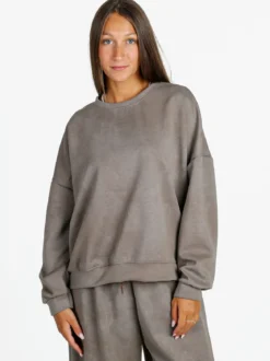 Solada Felpa donna girocollo oversize - fango