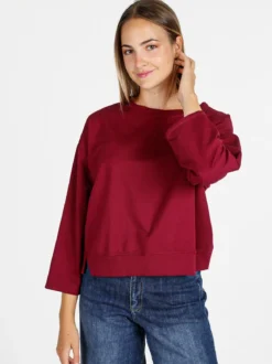 Solada Felpa donna leggera oversize girocollo - bordeaux