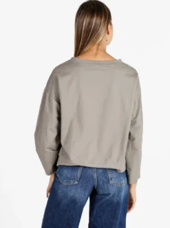 Solada Felpa donna leggera oversize girocollo - fango