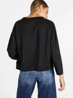 Solada Felpa donna leggera oversize girocollo - nero