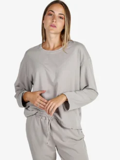 Solada Felpa donna leggera oversize girocollo - perla