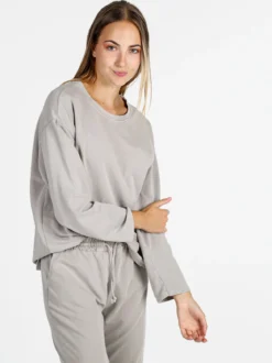 Solada Felpa donna leggera oversize girocollo - perla