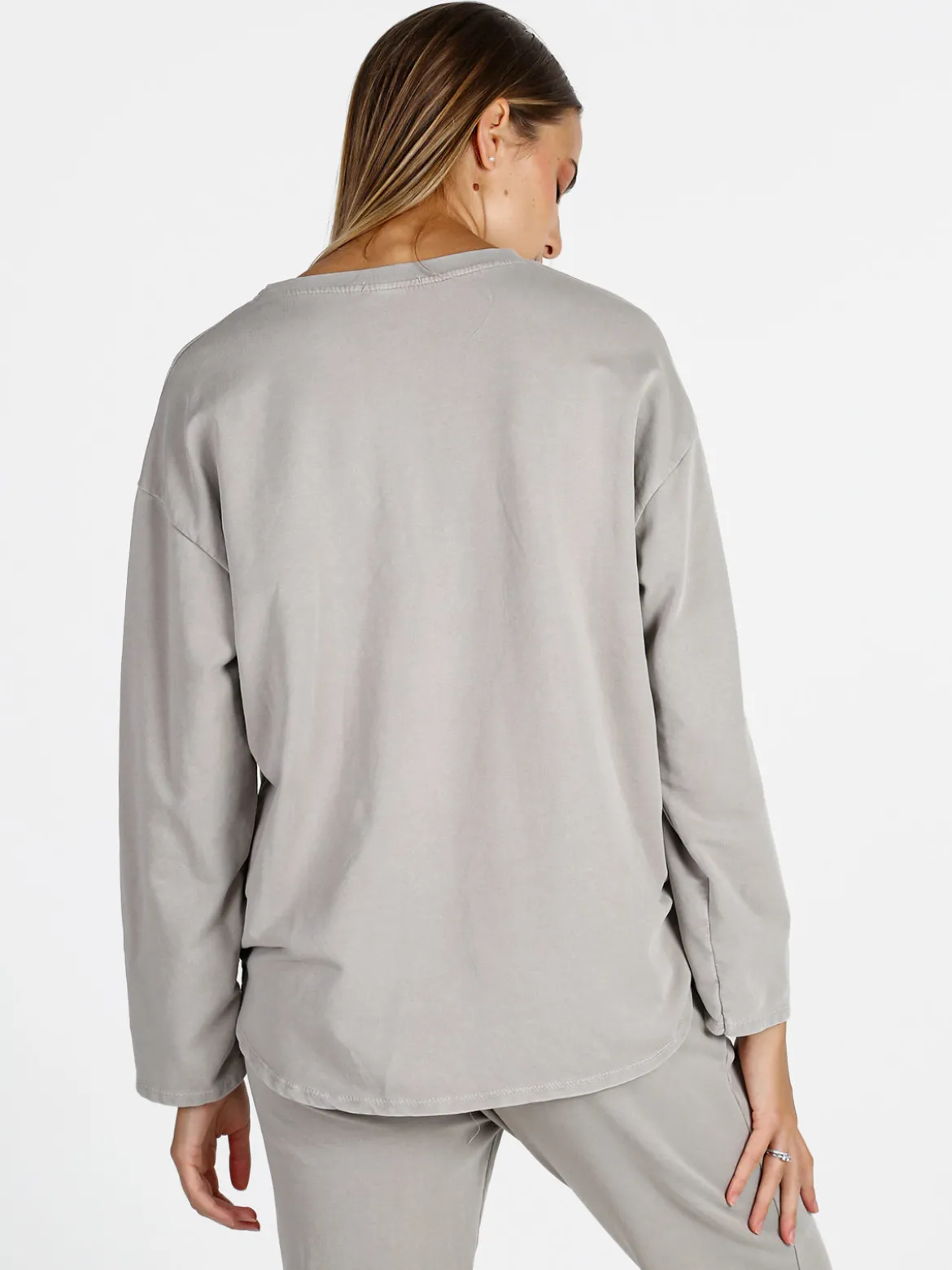 Solada Felpa donna leggera oversize girocollo - perla