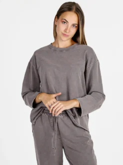 Solada Felpa donna leggera oversize girocollo - taupe