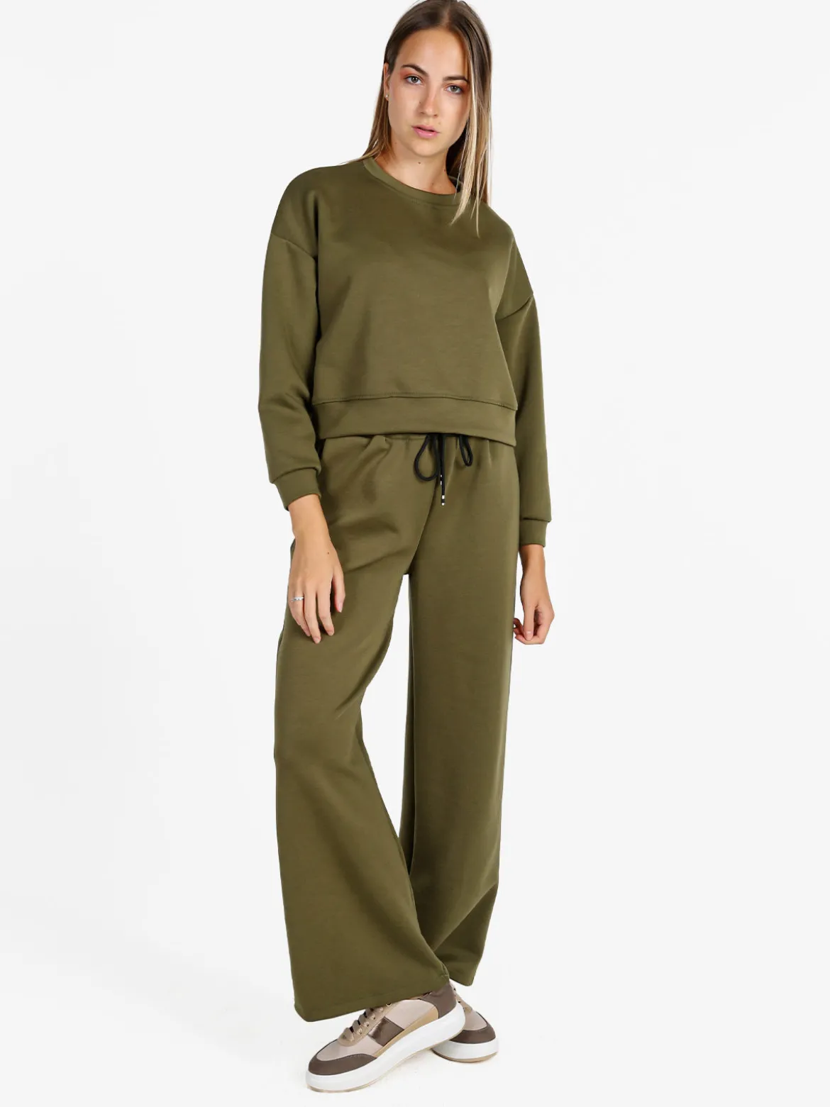 Solada Felpa donna oversize girocollo - militare