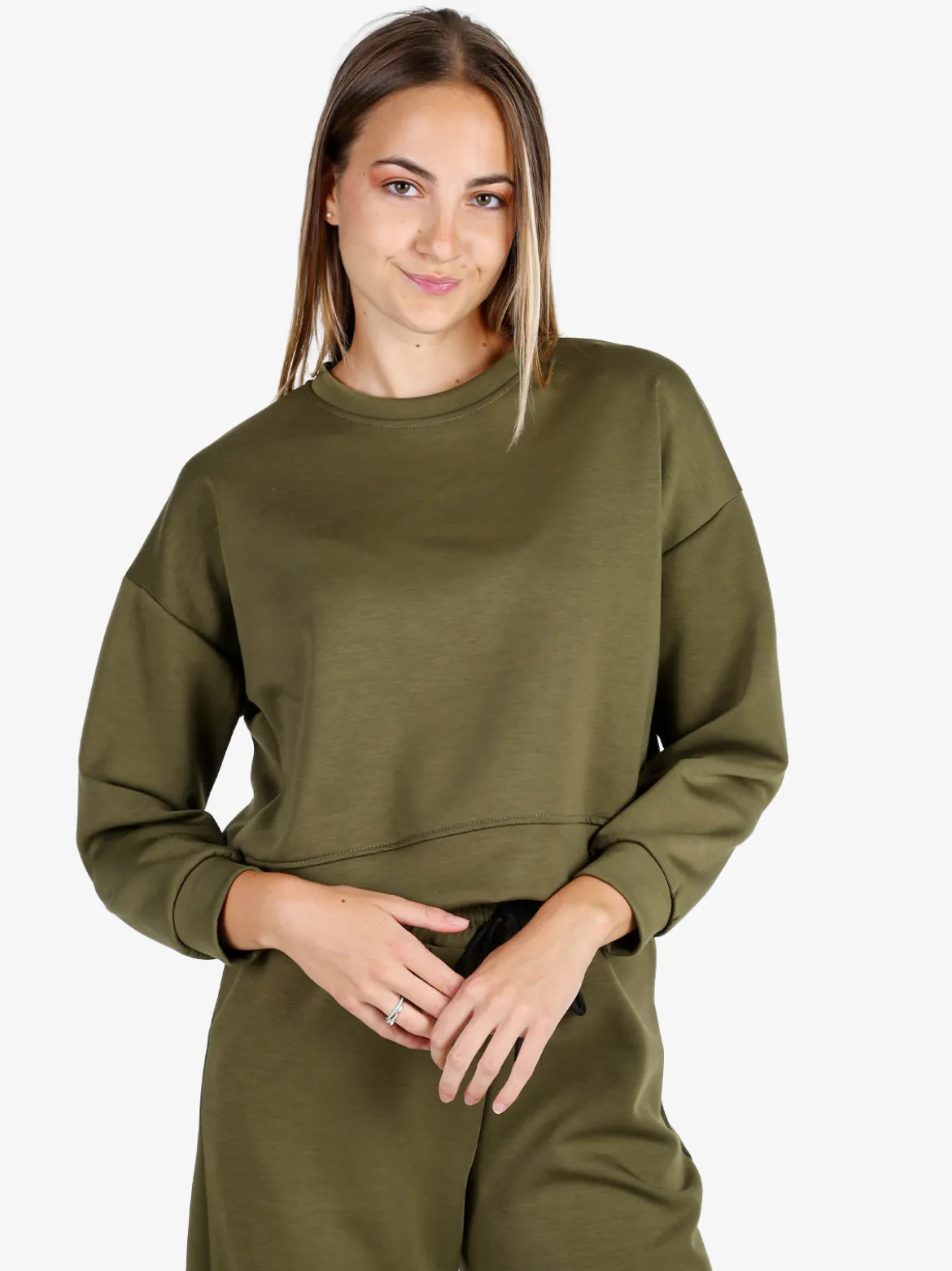 Solada Felpa donna oversize girocollo - militare