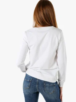 Solada Felpa girocollo da donna con stampa e strass - bianco
