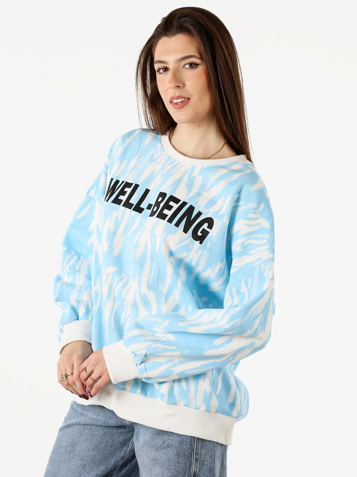 Solada Felpa oversize da donna con stampe - azzurro