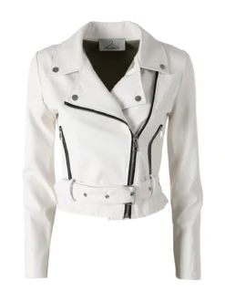 Solada Giacca biker da donna in ecopelle - bianco