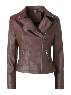 Solada Giacca da donna biker in ecopelle - marrone