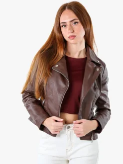 Solada Giacca da donna biker in ecopelle - marrone