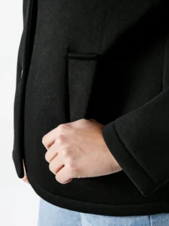 Solada Giacca da donna in panno con bottoni e cappuccio - nero