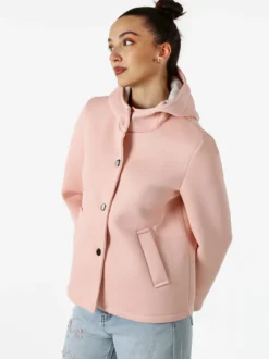 Solada Giacca da donna in panno con bottoni e cappuccio - rosa