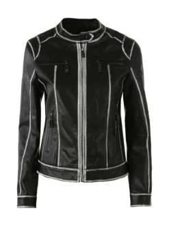Solada Giacca donna in ecopelle con zip - nero