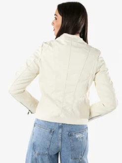 Solada Giacca donna in ecopelle con zip - panna