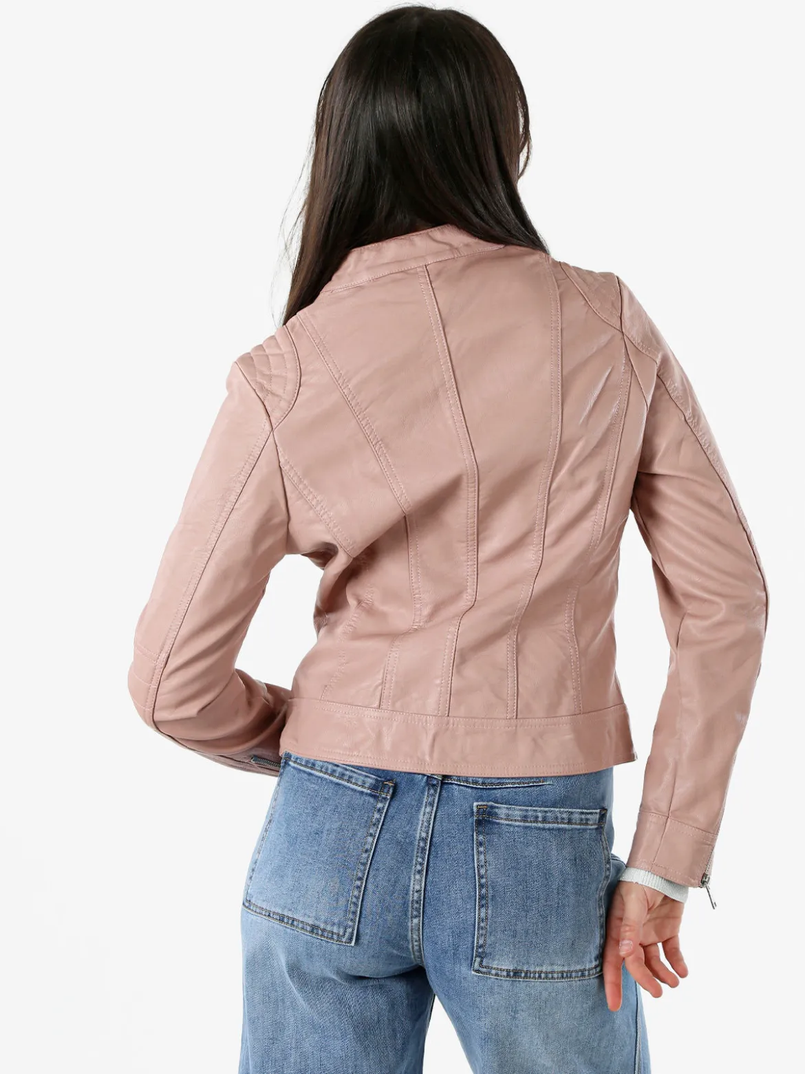 Solada Giacca donna in ecopelle con zip - rosa