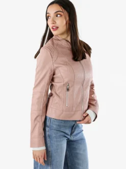 Solada Giacca donna in ecopelle con zip - rosa