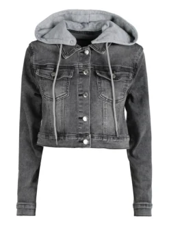Solada Giacca donna in jeans con cappuccio in felpa