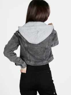 Solada Giacca donna in jeans con cappuccio in felpa