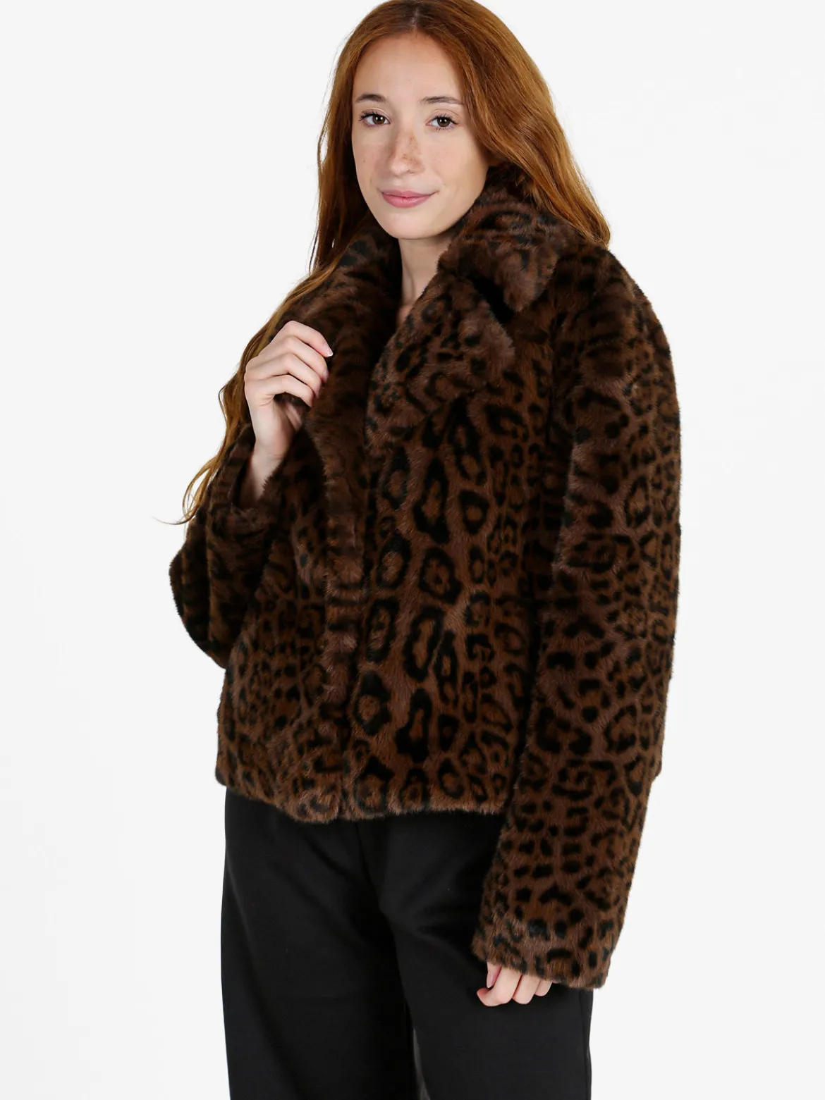 Solada Giacca donna in pelliccia sintetica animalier - moro