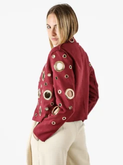 Solada Giacca donna in tessuto scamosciato con anelli - bordeaux
