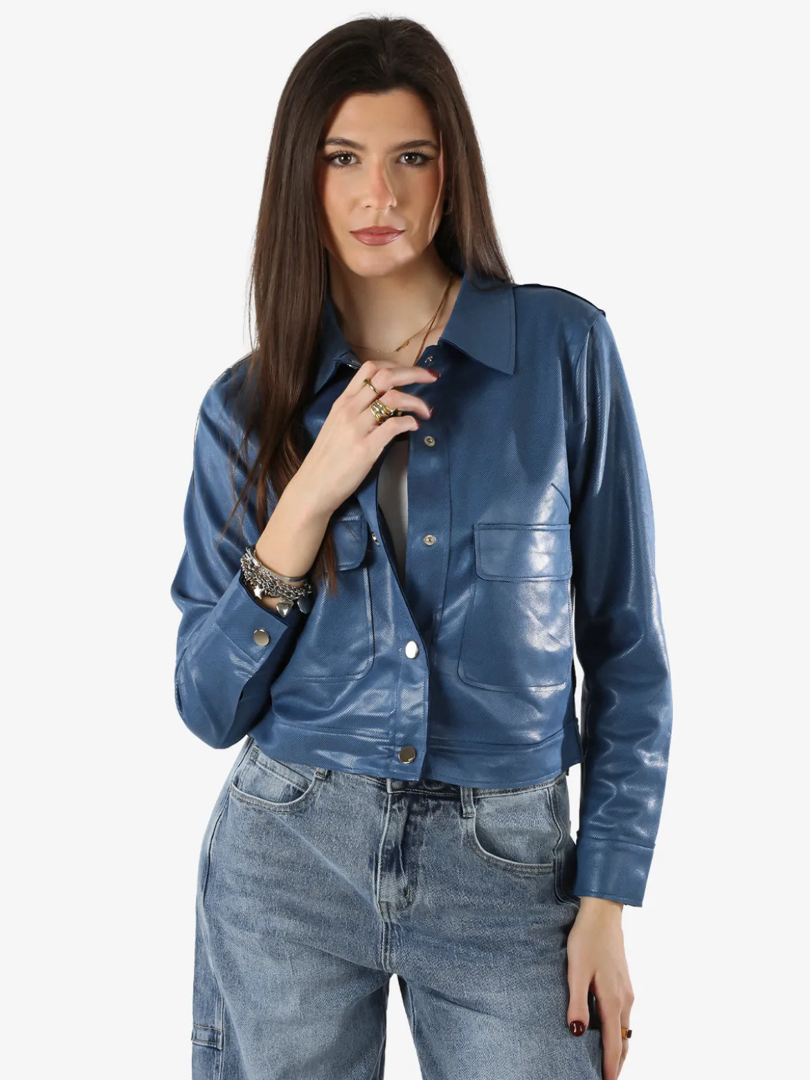 Solada Giacca donna leggera con bottoni - blu