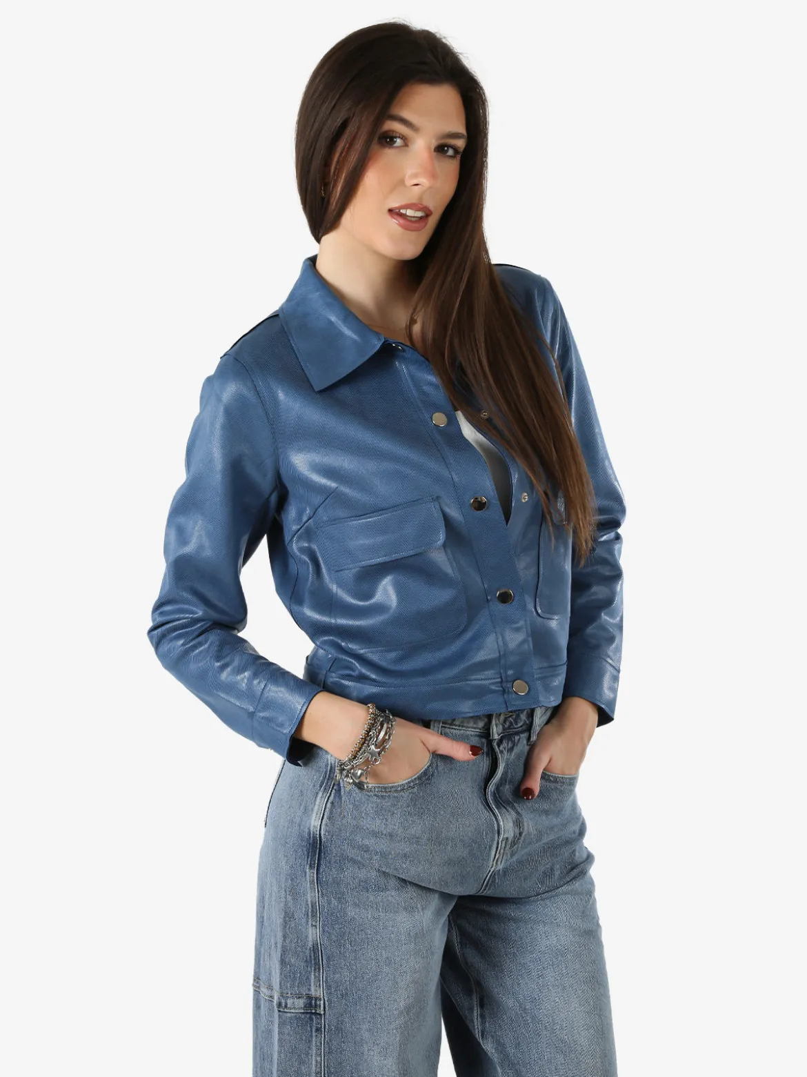 Solada Giacca donna leggera con bottoni - blu