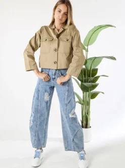 Solada Giacca donna oversize con bottoni - khaki