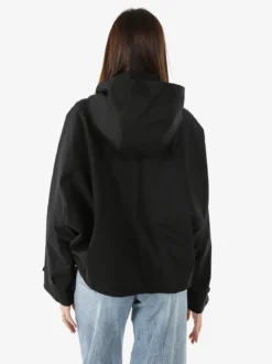 Solada Giacca donna oversize in cotone con maniche a pipistrello e cappuccio - nero
