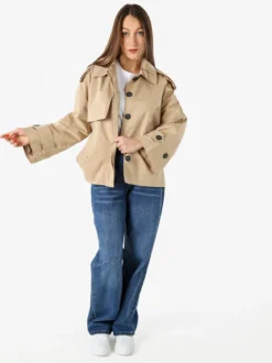 Solada Giacca donna oversize in cotone con micro borchie - khaki