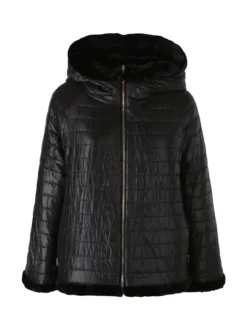 Solada Giacca donna oversize in ecopelliccia reversibile - nero