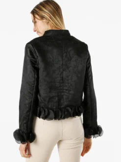 Solada Giacca elegante da donna con ricami e volant - nero