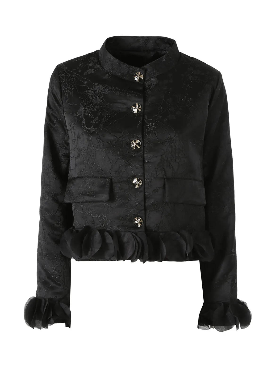 Solada Giacca elegante da donna con ricami e volant - nero