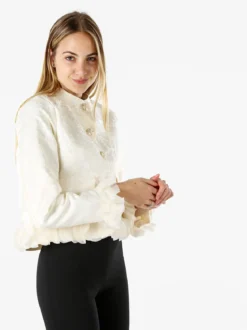Solada Giacca elegante da donna con ricami e volant - panna