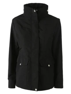 Solada Giacca impermeabile da donna con bottoni e zip - nero
