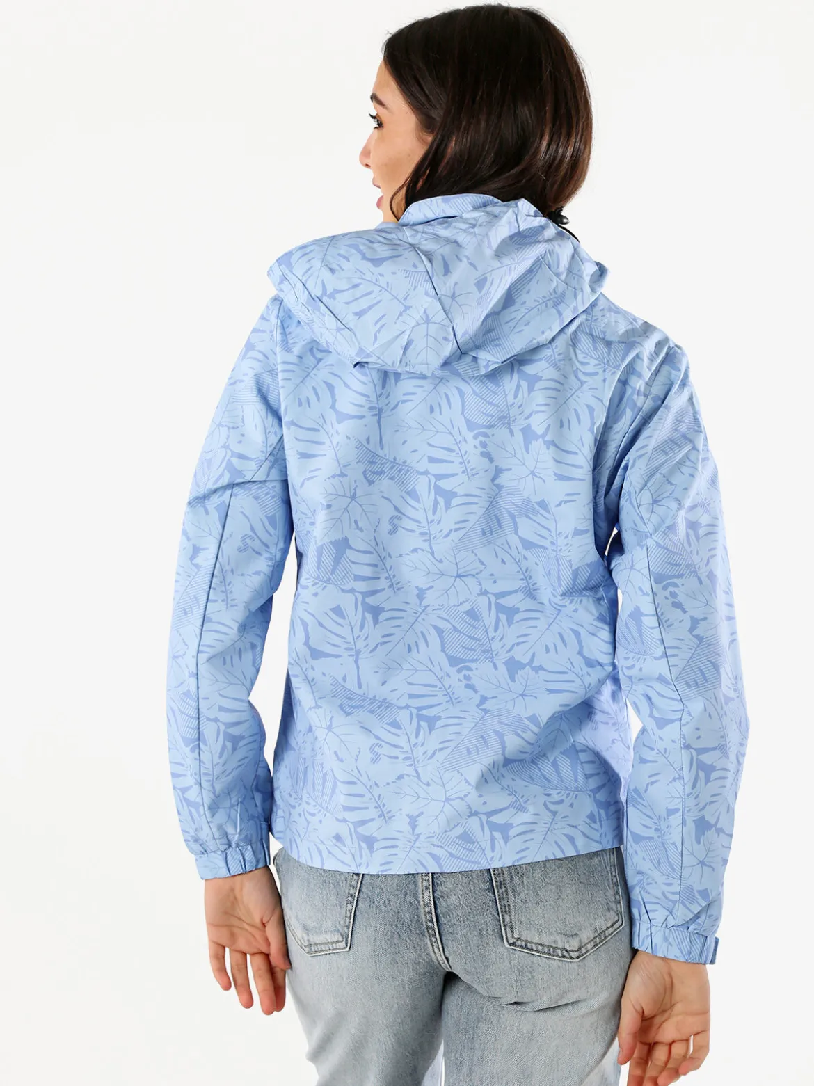 Solada Giacca impermeabile da donna con cappuccio e zip - azzurro