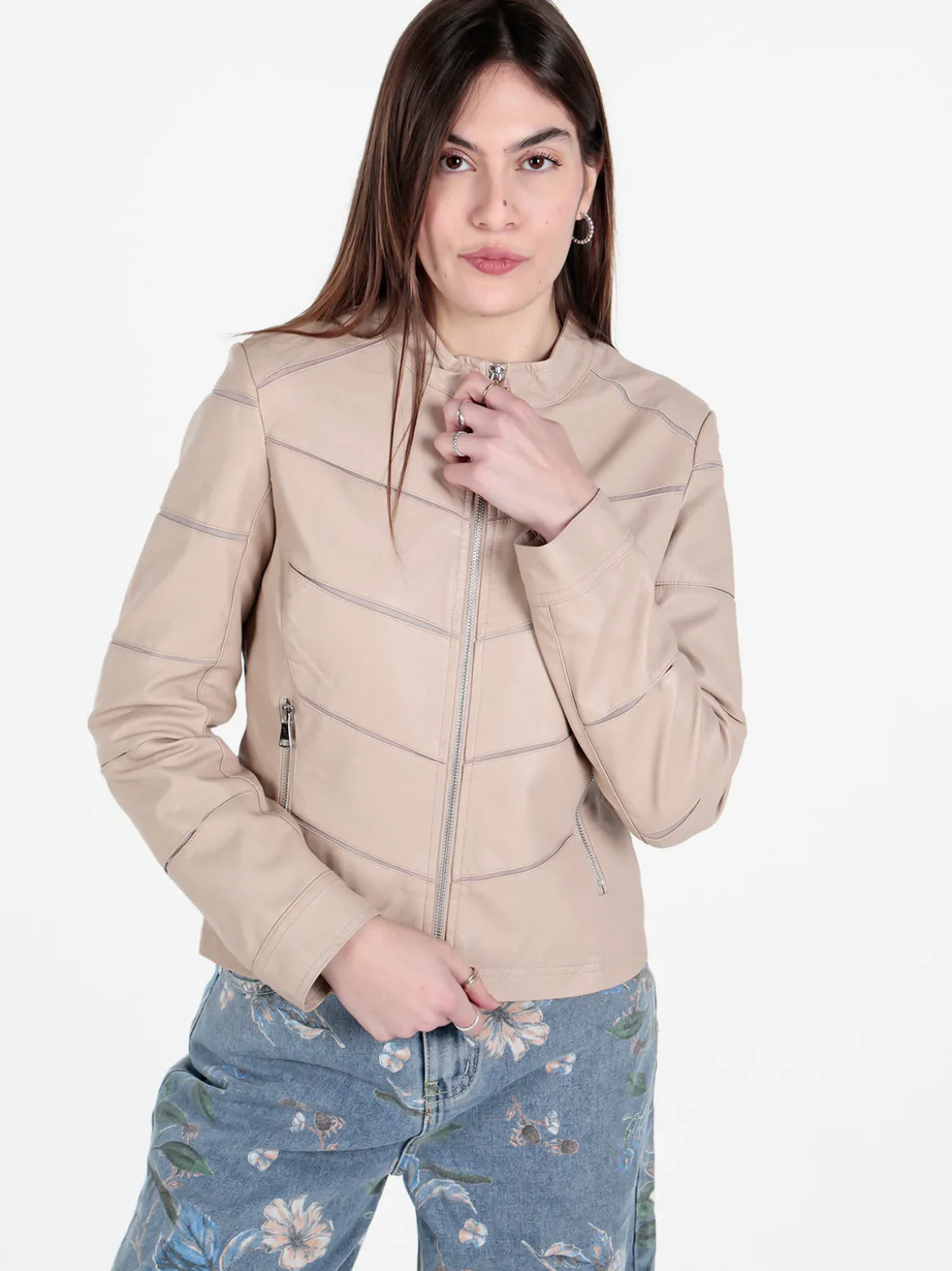 Solada Giacca in ecopelle da donna con zip