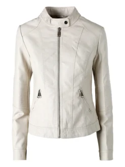 Solada Giacca in ecopelle da donna con zip - beige