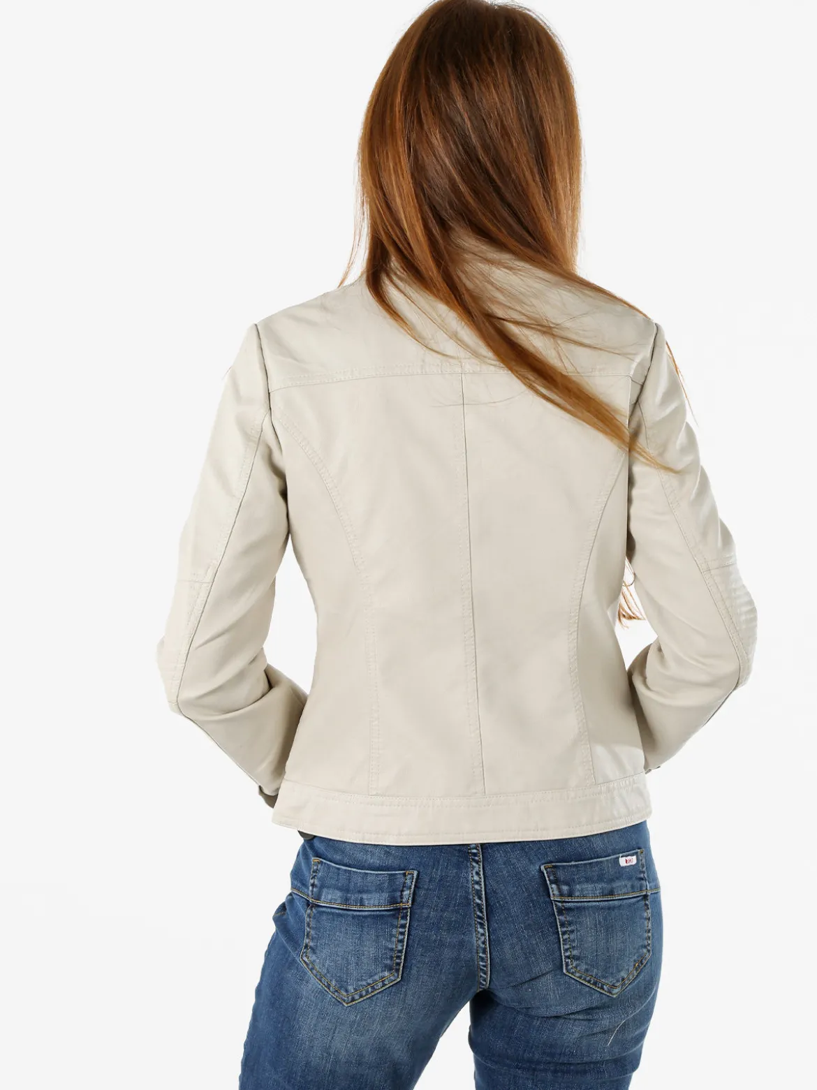 Solada Giacca in ecopelle da donna con zip - beige