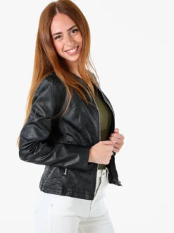 Solada Giacca in ecopelle da donna con zip - nero