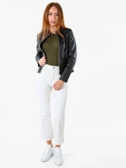 Solada Giacca in ecopelle da donna con zip - nero