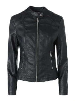 Solada Giacca in ecopelle da donna con zip - nero