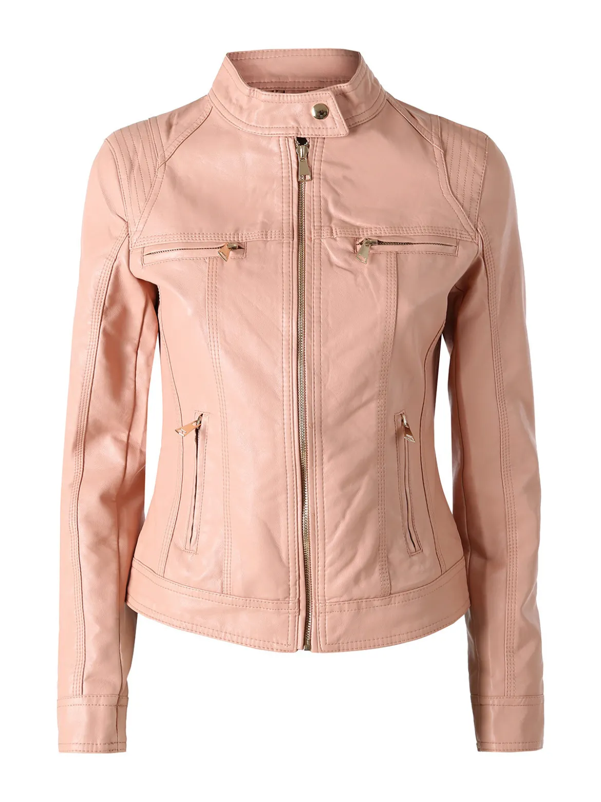 Solada Giacca in ecopelle da donna con zip - rosa